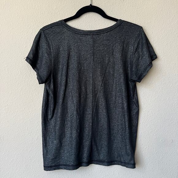 FRAME Metallic Black VNeck Tee Size S - Picture 3 of 6
